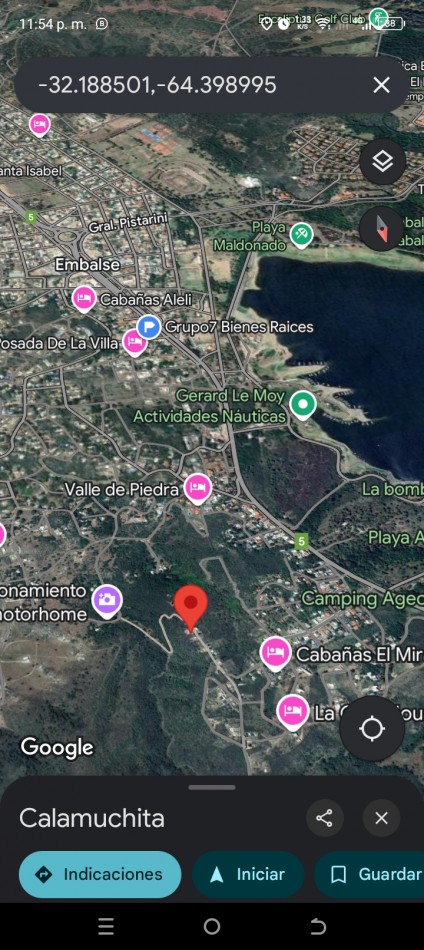 Lote con hermosa vista al lago, Embalse de Calamuchita